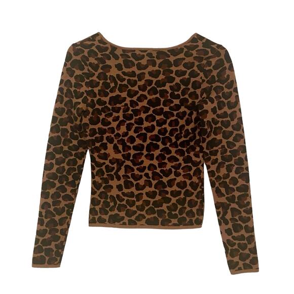 LPA Revolve Mia Top Leopard Print Fitted Square Neck Black Brown Size Small - Picture 6 of 9